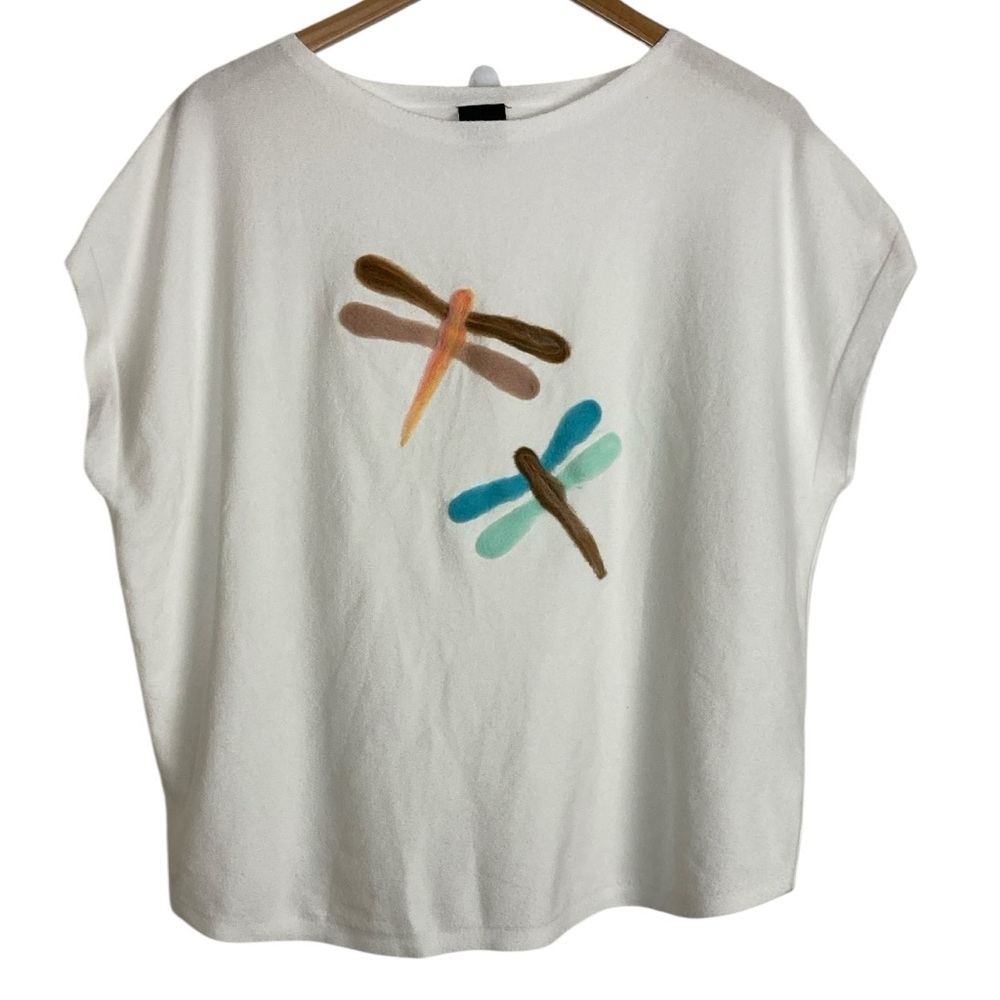 Aaeda White Felted Dragonfly Sweater Top